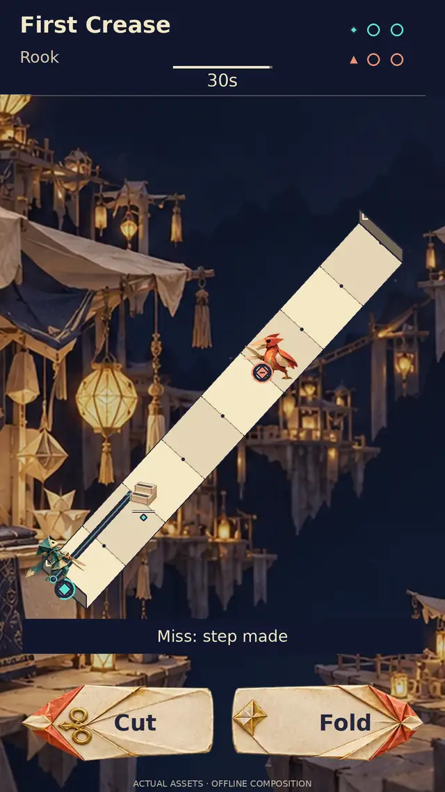 Assembled CommonGround preview with two paper birds facing each other on a folded strip