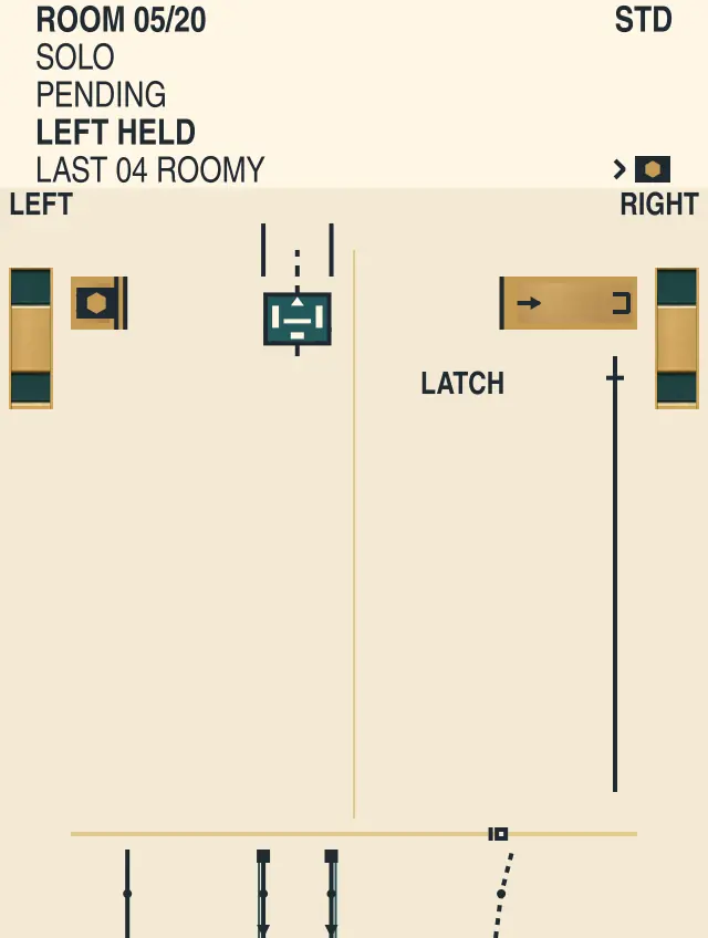 Assembled Dwellwright preview with a latch and two hanging room mechanisms