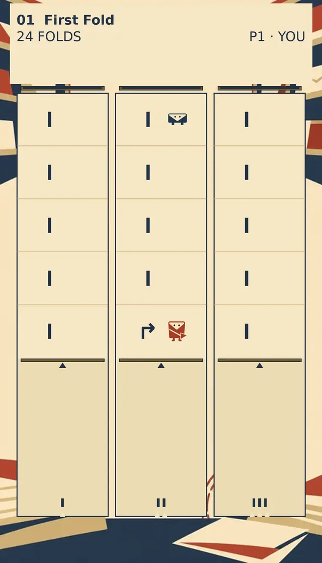 Assembled PaperFront preview with two envelope couriers on three foldable paper lanes