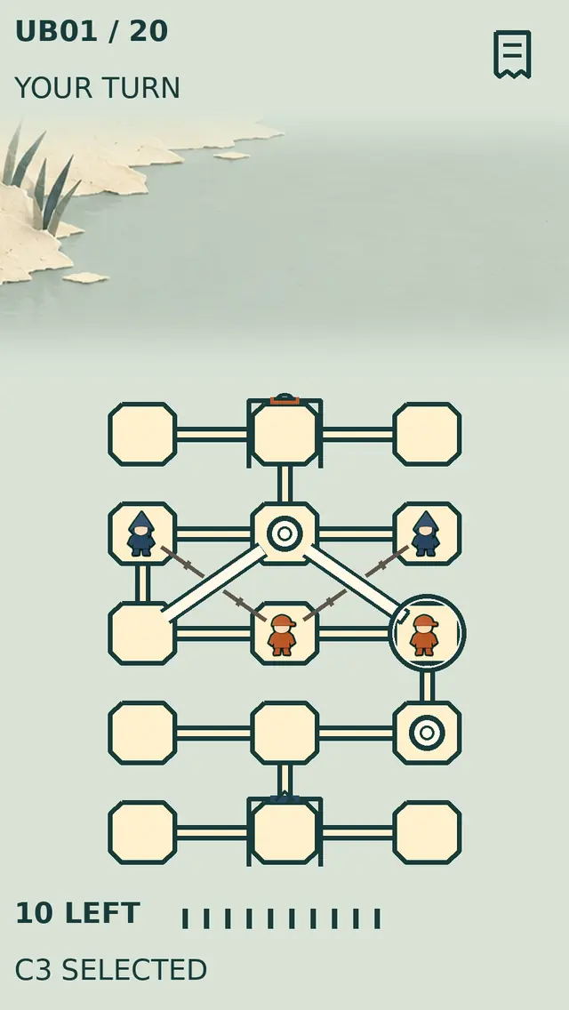 Assembled UnspentBridge preview with small travelers on a network of connected platforms